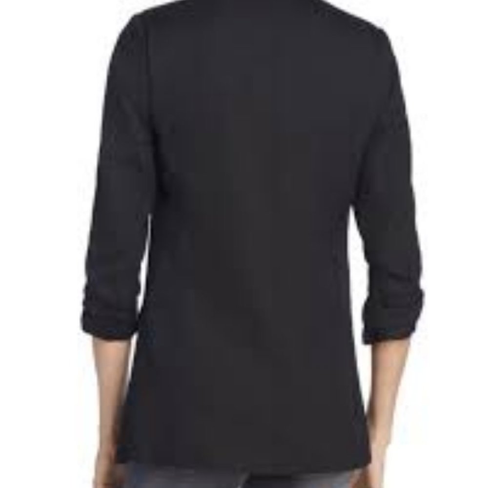 Aqua Ruched Sleeve Open Blazer (M) - image 2